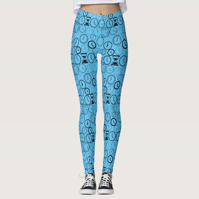 What time is it.wx4 L Blue BG Leggings (Front)