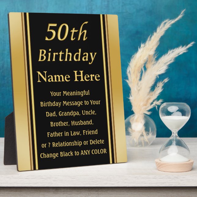 What to Get a Man for His 50th Birthday Plaque (Side)