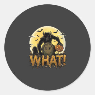 What Werewolf Pumpkin Tombstone Full Moon Classic Round Sticker