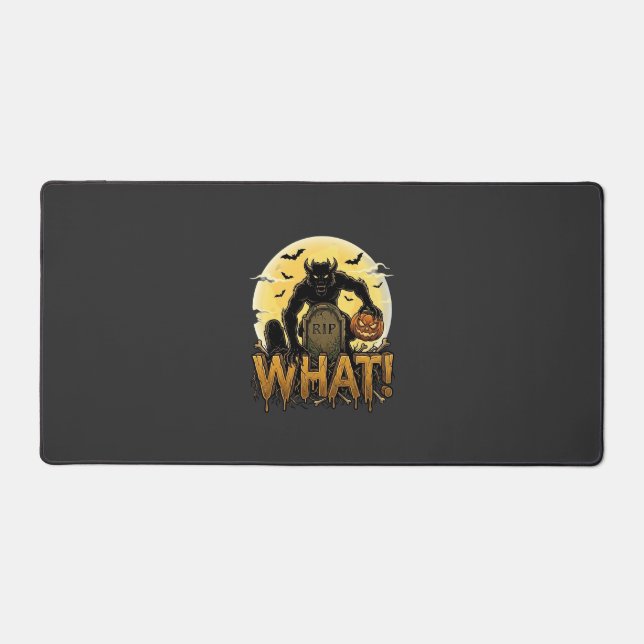 What Werewolf Pumpkin Tombstone Full Moon Desk Mat (Front)