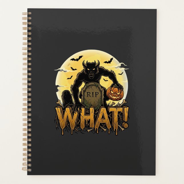 What Werewolf Pumpkin Tombstone Full Moon Planner (Front)