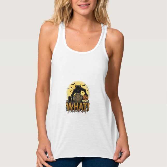 What Werewolf Pumpkin Tombstone Full Moon Singlet (Front)