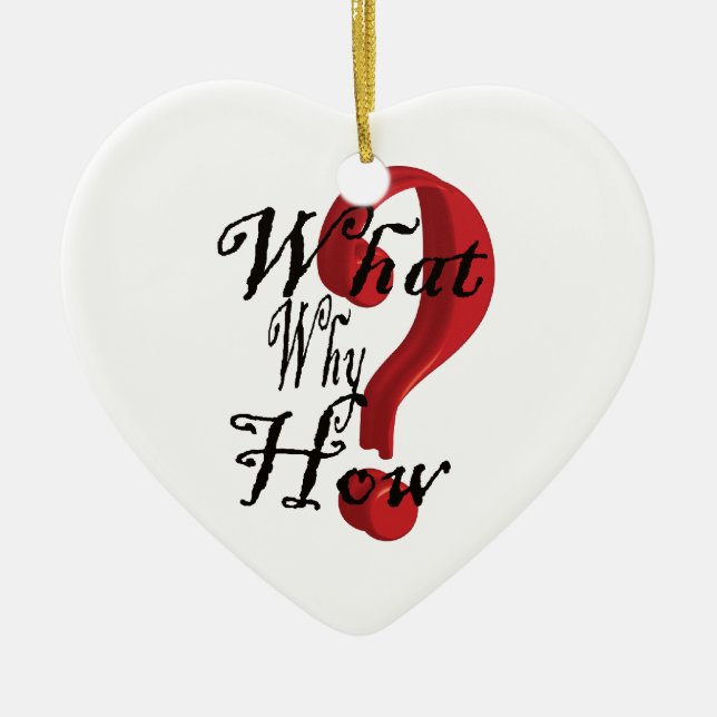 what why how Question Mark Ceramic Tree Decoration (Front)