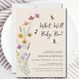 What Will Baby Be Bee Gender Reveal Invitation