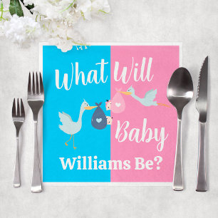 What Will Baby Be Blue Pink Gender Reveal Party Napkin