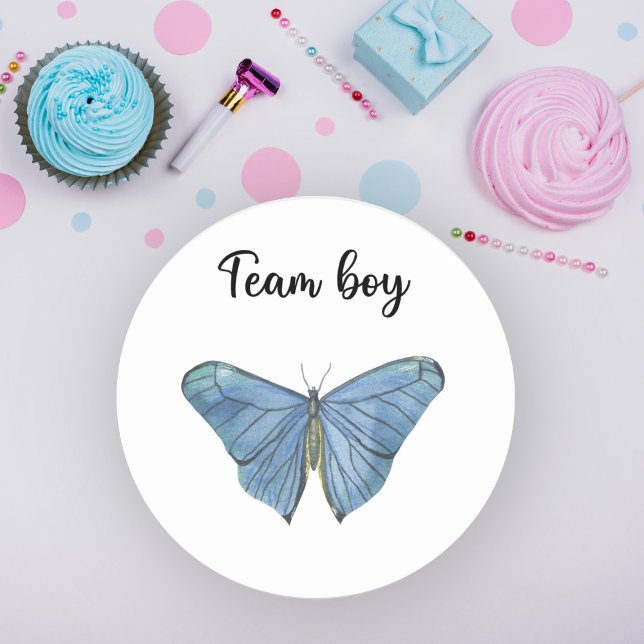 What will baby be team boy classic round sticker (Creator Uploaded)