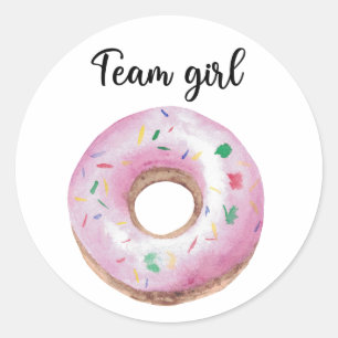 What will baby be team girl doughnut classic round sticker