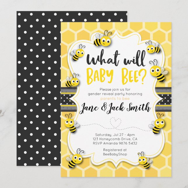 What Will Baby Bee | Gender Reveal | Baby Shower Invitation (Front/Back)