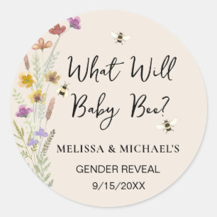 What Will Baby Bee Gender Reveal Classic Round Sticker