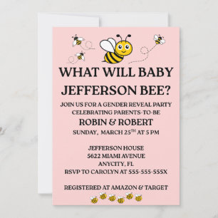What Will Baby Bee Gender Reveal Invitation