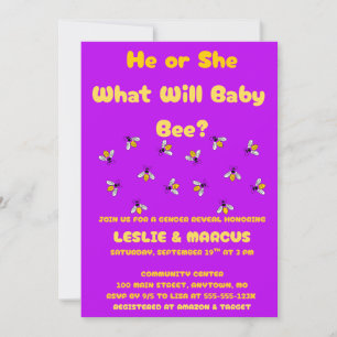 What Will Baby Bee Gender Reveal Invitation