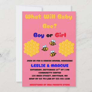 What Will Baby Bee Gender Reveal Invitation