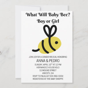 What Will Baby Bee Gender Reveal Invitation