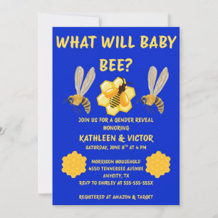 What Will Baby Bee Gender Reveal Invitation