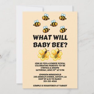 What Will Baby Bee Gender Reveal Invitation