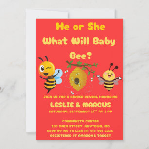 What Will Baby Bee Gender Reveal Invitation