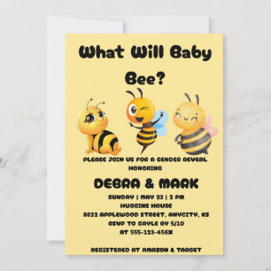 What Will Baby Bee Gender Reveal Invitation