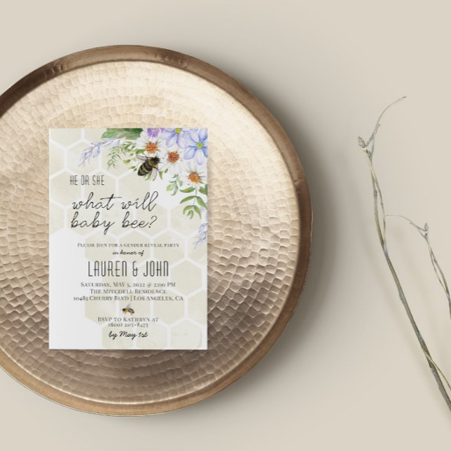 What Will Baby Bee Gender Reveal Invitation (Creator Uploaded)