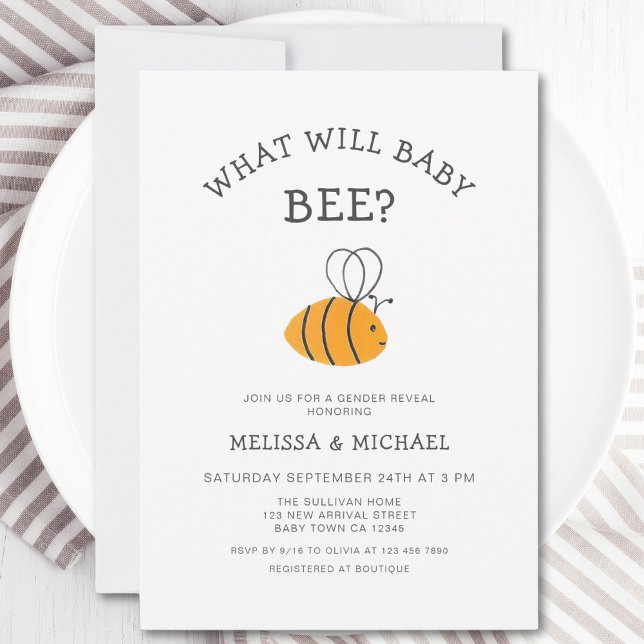 What Will Baby Bee Gender Reveal Invitation (Creator Uploaded)