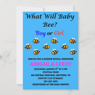 What Will Baby Bee Gender Reveal Invitation