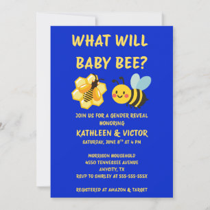What Will Baby Bee Gender Reveal Invitation
