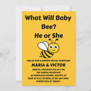 What Will Baby Bee Gender Reveal Invitation