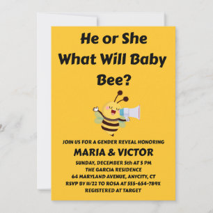What Will Baby Bee Gender Reveal Invitation