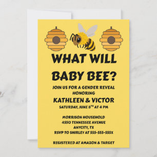 What Will Baby Bee Gender Reveal Invitation