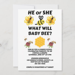 What Will Baby Bee Gender Reveal Invitation