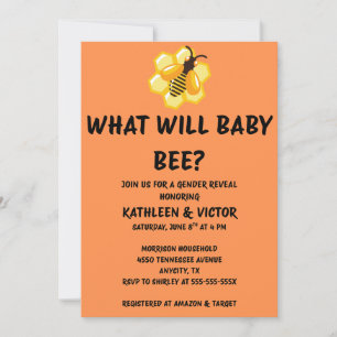What Will Baby Bee Gender Reveal Invitation