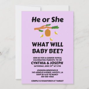 What Will Baby Bee gender reveal party Invitation