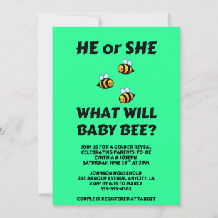 What Will Baby Bee gender reveal party Invitation