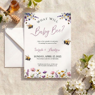 What Will Baby Bee Gender Reveal Party  Invitation