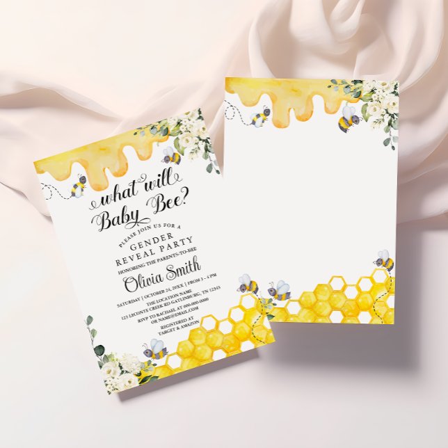 What Will Baby Bee Gender Reveal Party Invitation (Creator Uploaded)