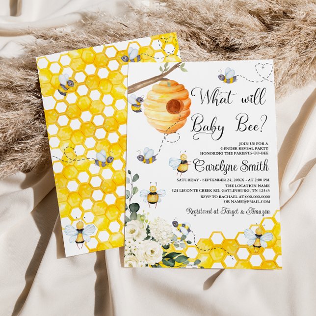 What Will Baby Bee Gender Reveal Party Invitation (Creator Uploaded)