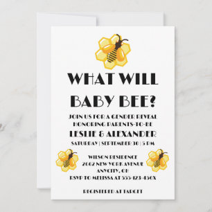 What Will Baby Bee Gender Reveal Party Invitation