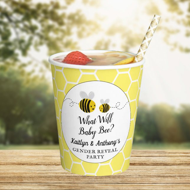 What Will Baby Bee Gender Reveal Party Paper Cups (Creator Uploaded)