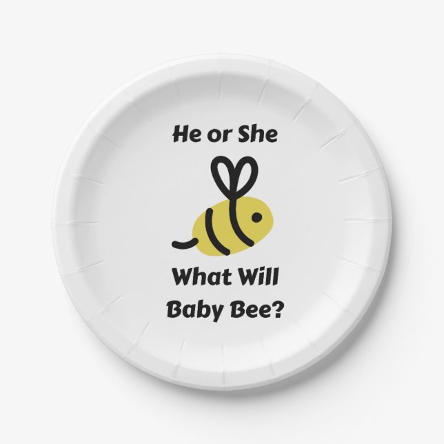 What Will Baby Bee gender reveal party  Paper Plate (Front)