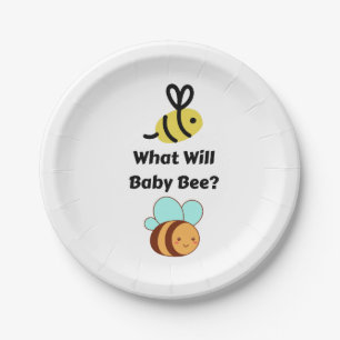 What Will Baby Bee gender reveal party Paper Plate