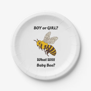 What Will Baby Bee gender reveal party Paper Plate