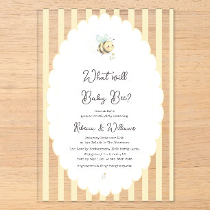 What Will Baby Bee? Gender Reveal Preppy Yellow Acrylic Invitations