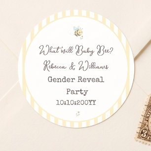 What Will Baby Bee? Gender Reveal Preppy Yellow Classic Round Sticker