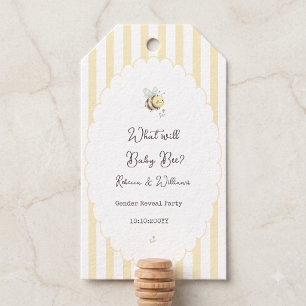 What Will Baby Bee? Gender Reveal Preppy Yellow Gift Tags