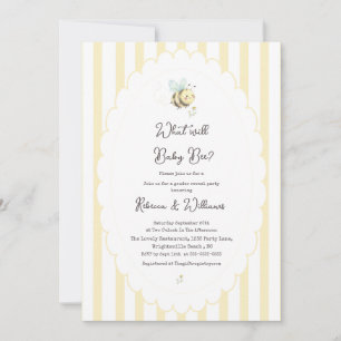 What Will Baby Bee? Gender Reveal Preppy Yellow Invitation