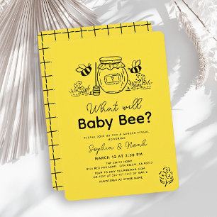 What will Baby Bee? Hand-drawn Honey Gender Reveal Invitation