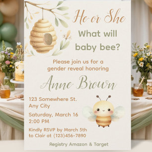 What Will Baby Bee Honey Bee Gender Reveal Invitation