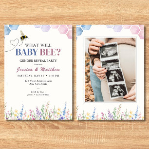 What Will Baby Bee? Photo Gender Reveal Invitation