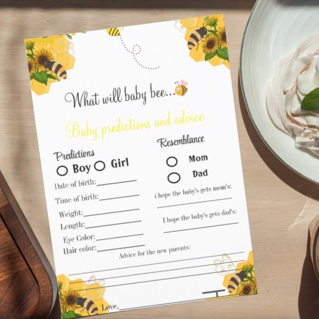 What will baby bee prediction advice baby shower  (Creator Uploaded)