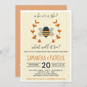 What Will It Bee Gender Reveal Baby Shower Invitation
