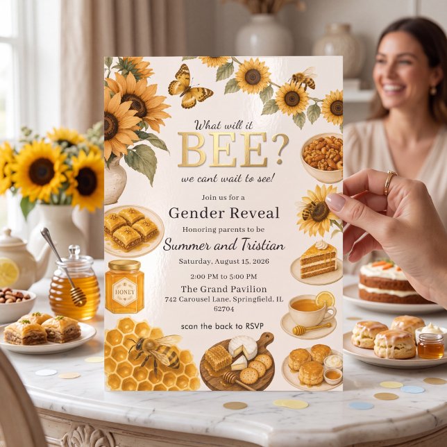 What Will It BEE? Gender Reveal Sunflower  Invitation (Creator Uploaded)